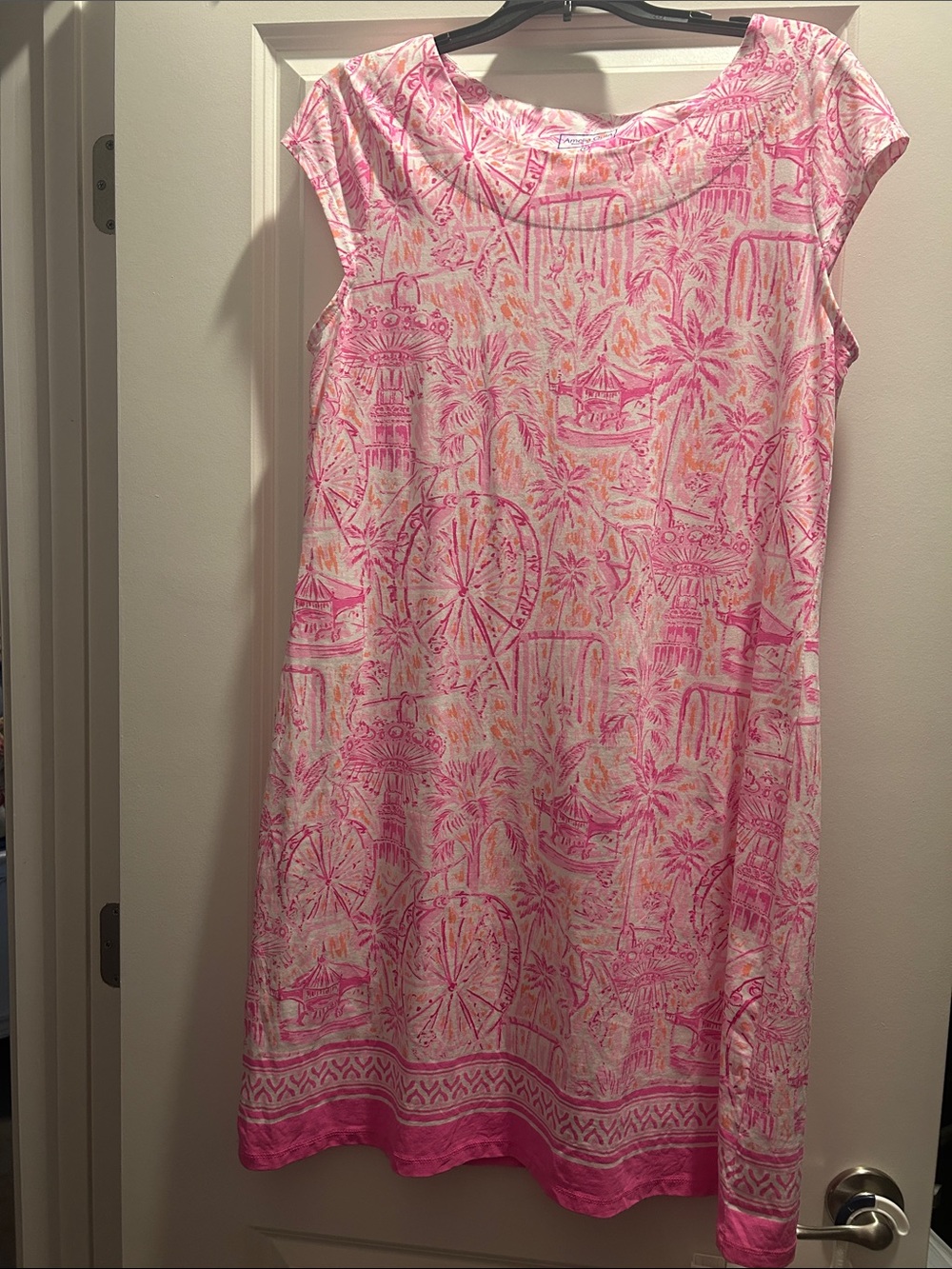 Pink Printed Midi Dress by